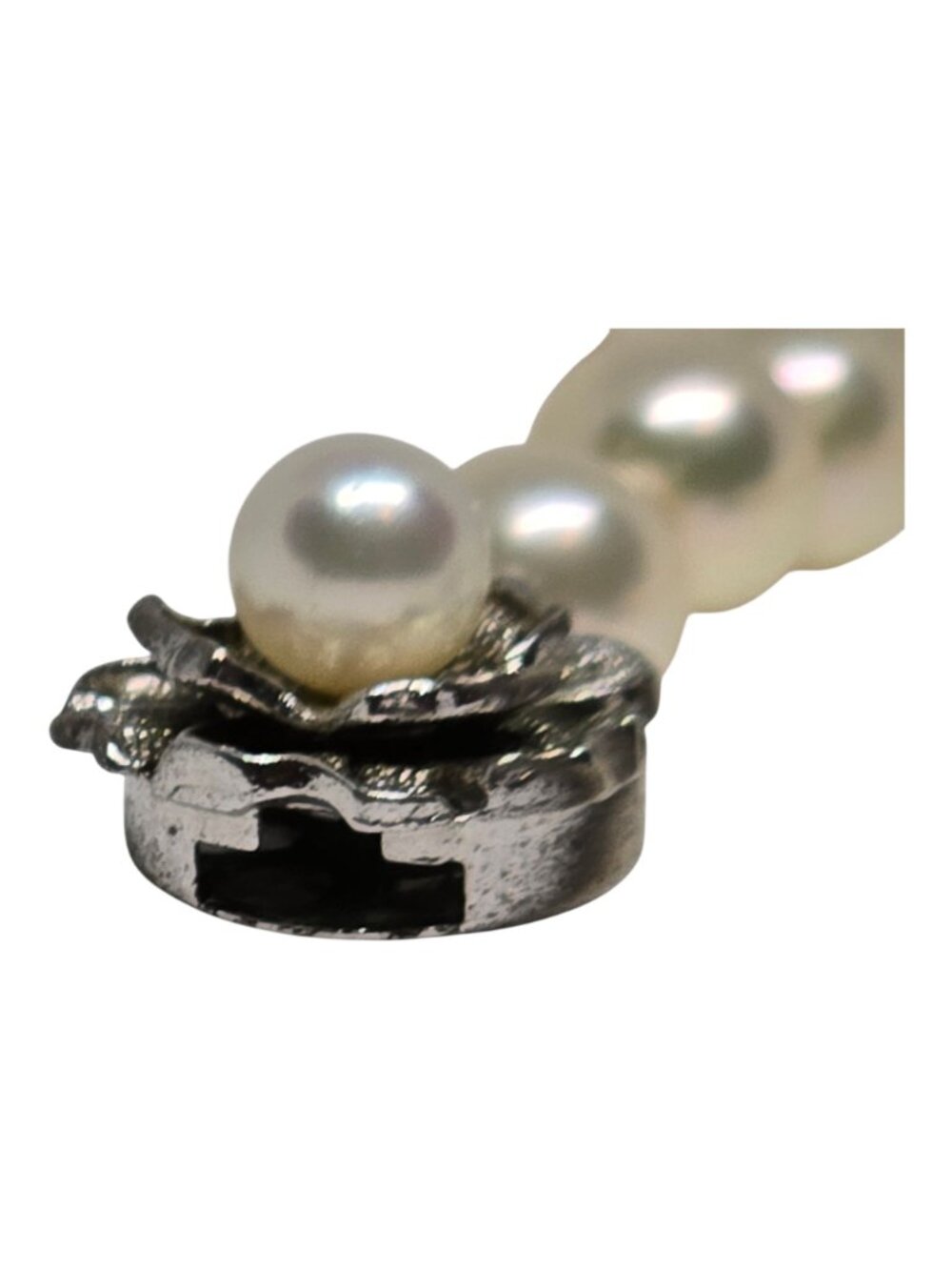 Faux Pearl Necklace 17” Cream 8mm Beads Silver Clasp - Picture 9 of 14